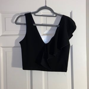 Black Ruffle Crop Top
